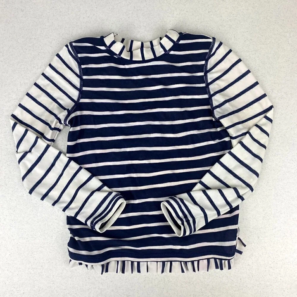 Hanna Andersson Stripe Rash Guard Navy Long Sleeve 4